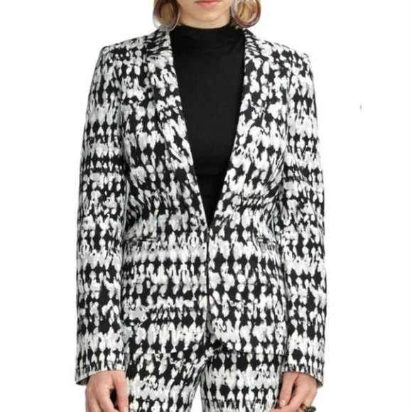 Badgley Mischka Studio Sylvie Stucco Print Notch Collar Stretch Blazer 6 NWT - Picture 1 of 13